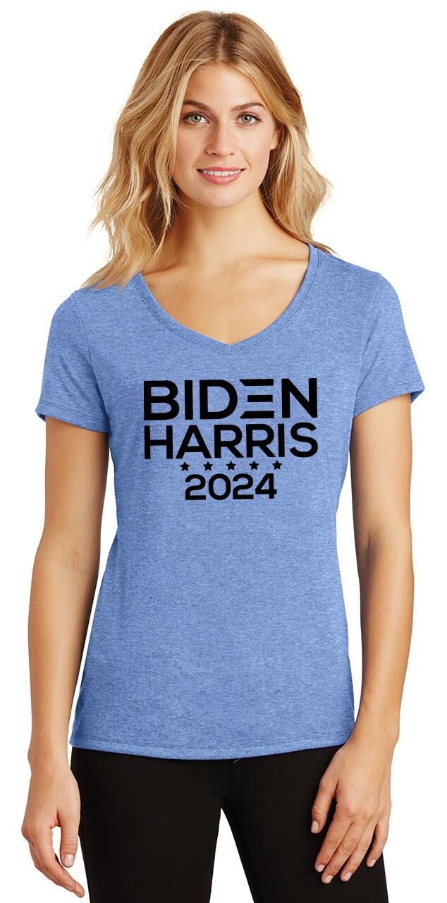 Ladies Biden Harris 2024 Triblend V-Neck Kamala Elections Politics ...