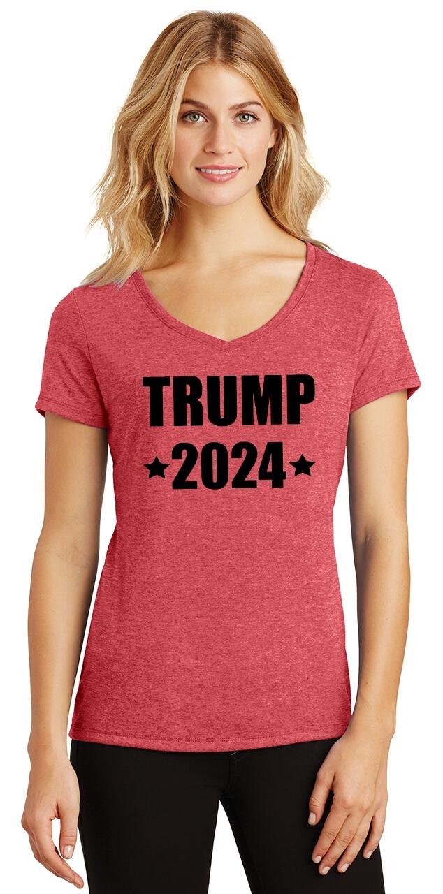 Ladies Trump 2024 Triblend V-Neck Elections Political Politics Rally | eBay