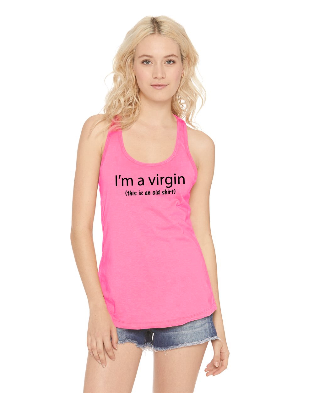 Ladies Im A Virgin This Is An Old Shirt Funny Shirt Racerback Purity