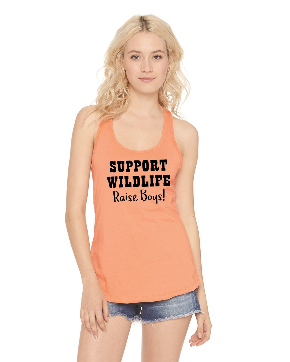 Ladies Support Wildlife Raise Boys Racerback Mom Dad Husband Wife e