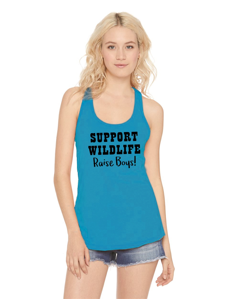 Ladies Support Wildlife Raise Boys Racerback Mom Dad Husband Wife e picture