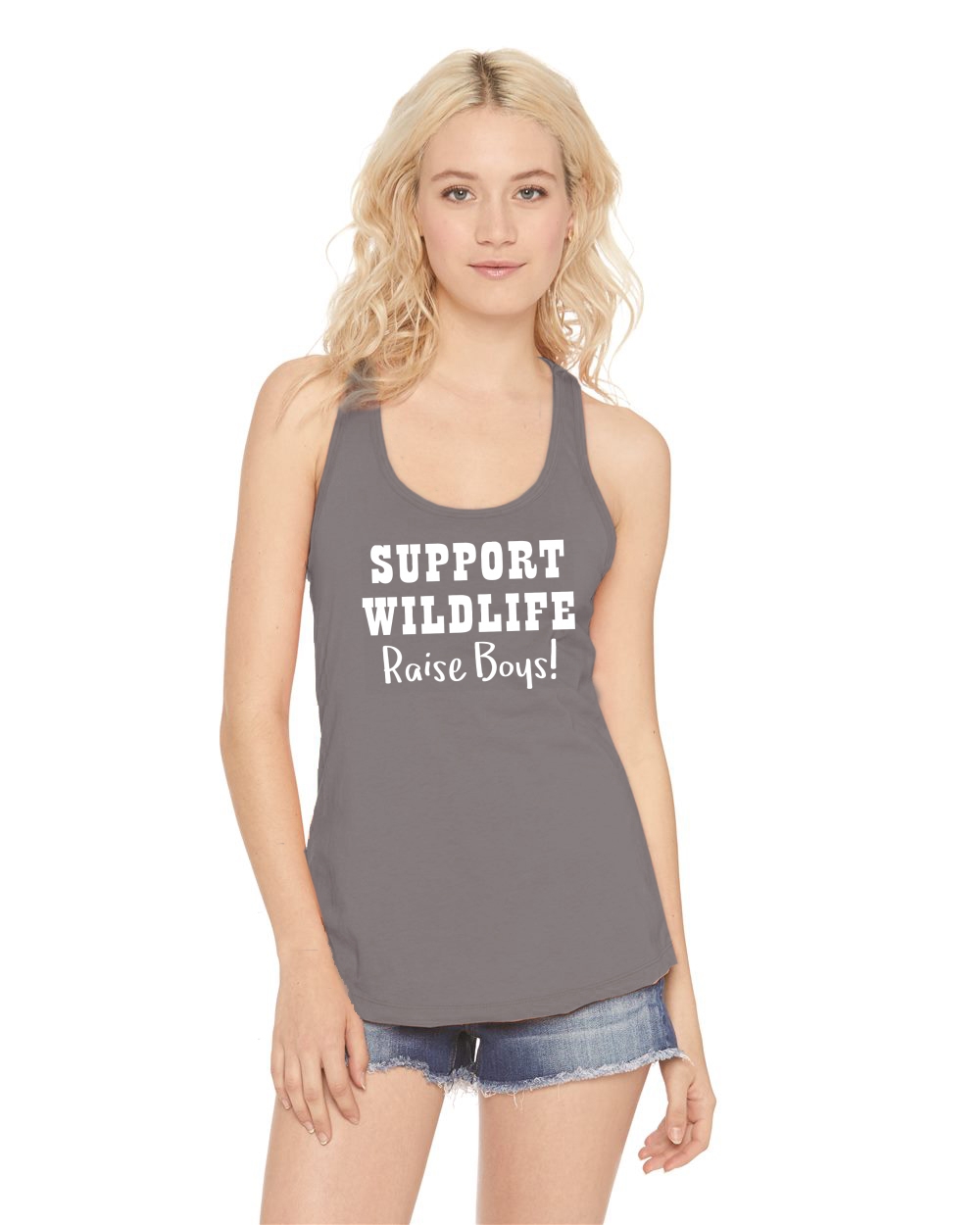 Ladies Support Wildlife Raise Boys Racerback Mom Dad Husband Wife e picture