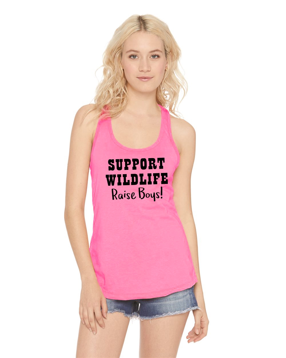 Ladies Support Wildlife Raise Boys Racerback Mom Dad Husband Wife e picture picture