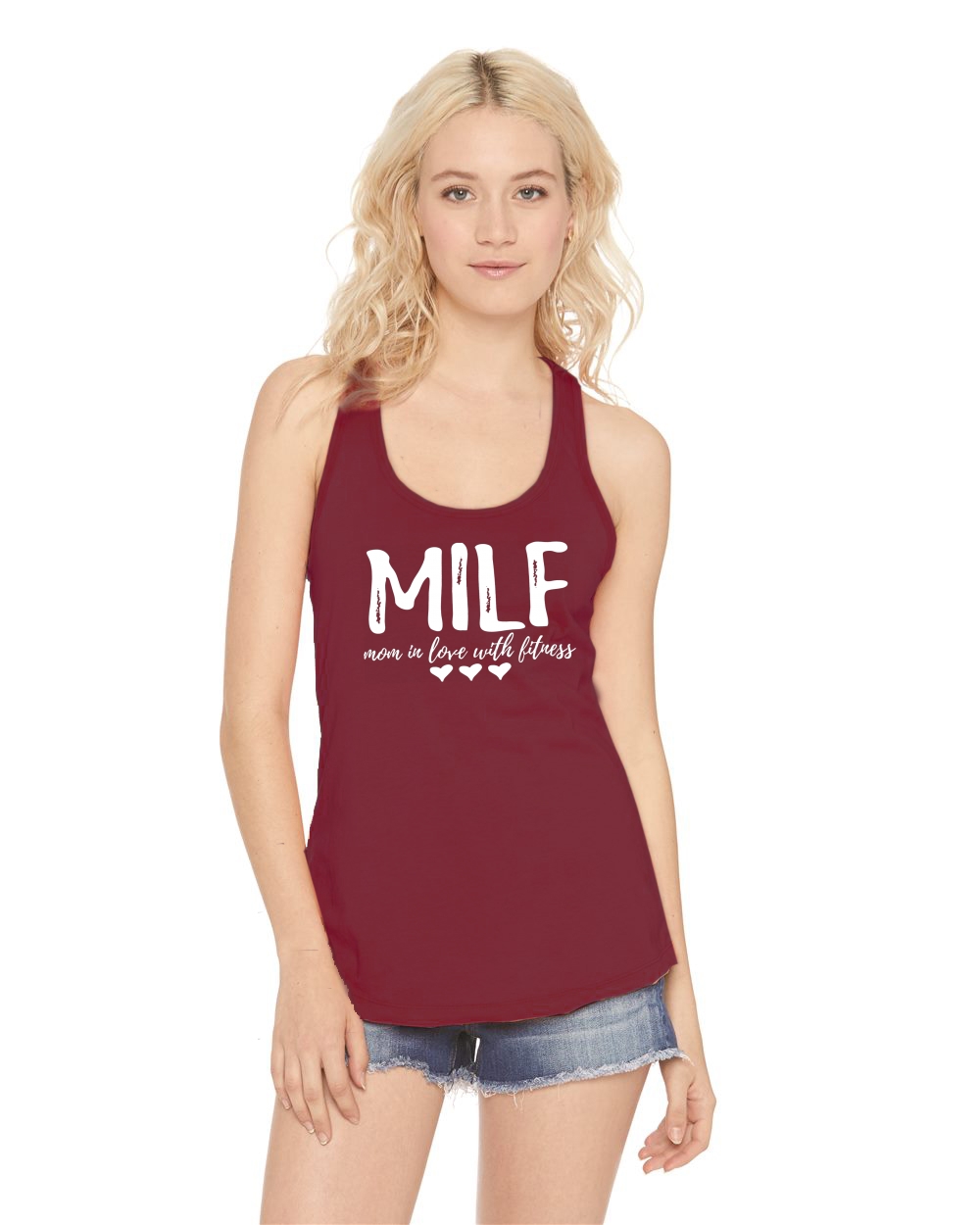 Ladies Milf Mom In Love With Fitness Racerback Wife Gym Workout Ebay 