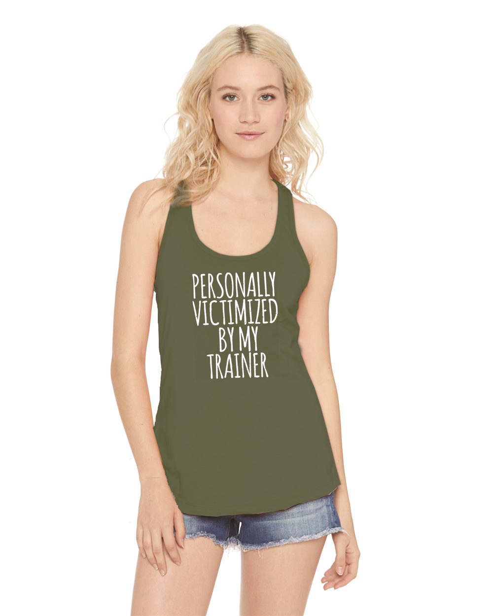 Ladies Personally Victimized By Trainer Racerback Gym Workout Fitness 6141