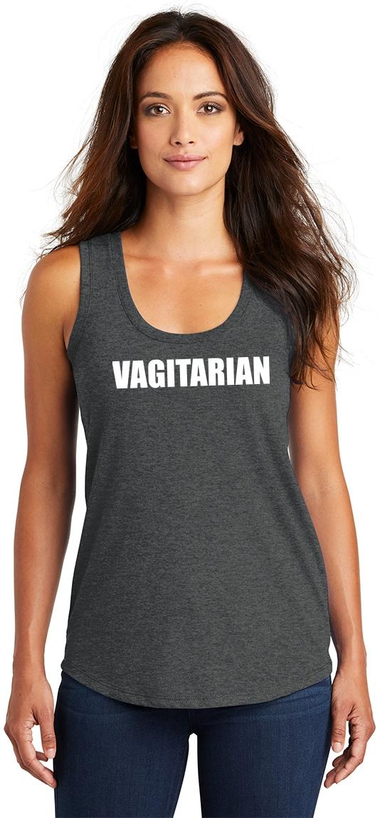 Ladies Vagitarian Rude Sexual Humor Funny Shirt Tri Blend Tank Top