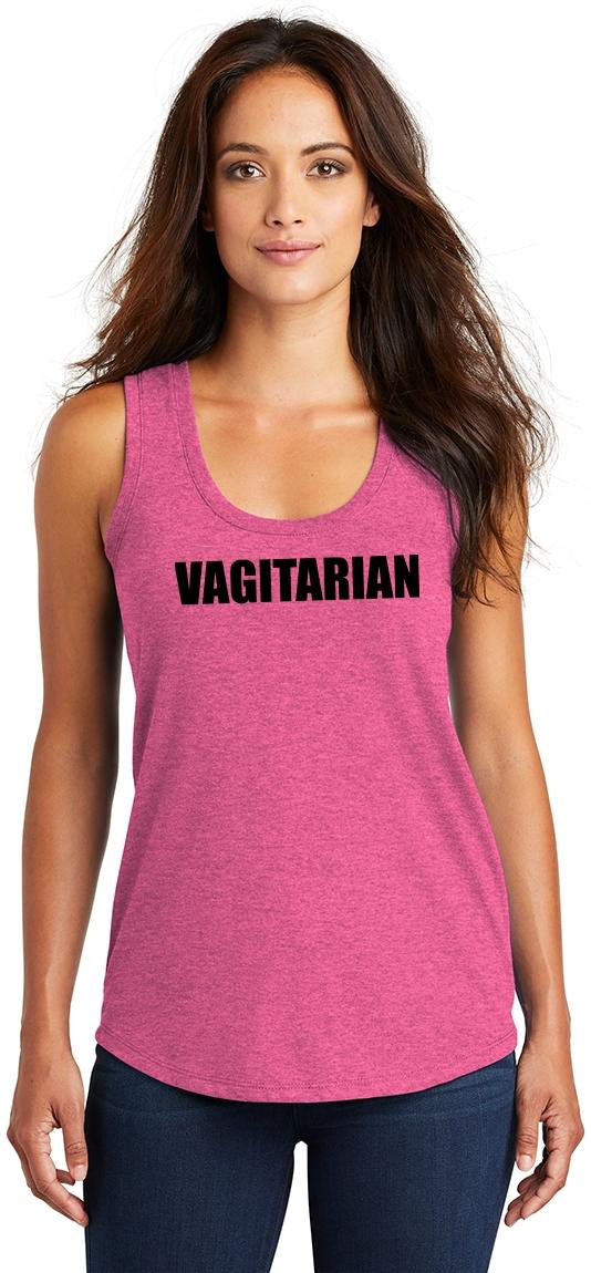 Ladies Vagitarian Rude Sexual Humor Funny Shirt Tri Blend Tank Top