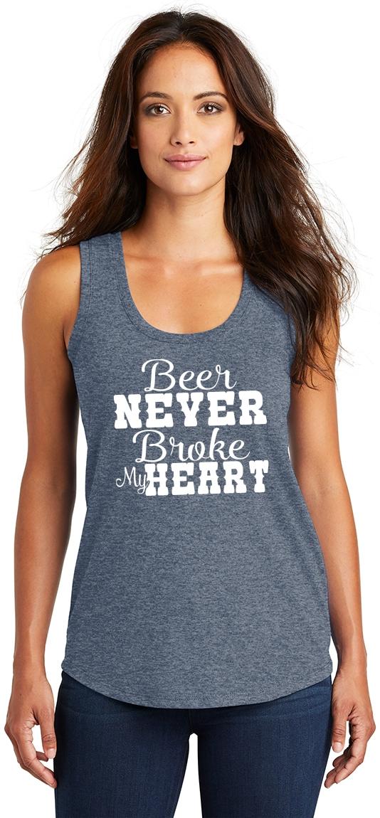 Beer Never Broke My Heart Tank Women Casual Summer Drinking Tank Country Girl Sleeveless Tank Beer Muscle Tank Tops 