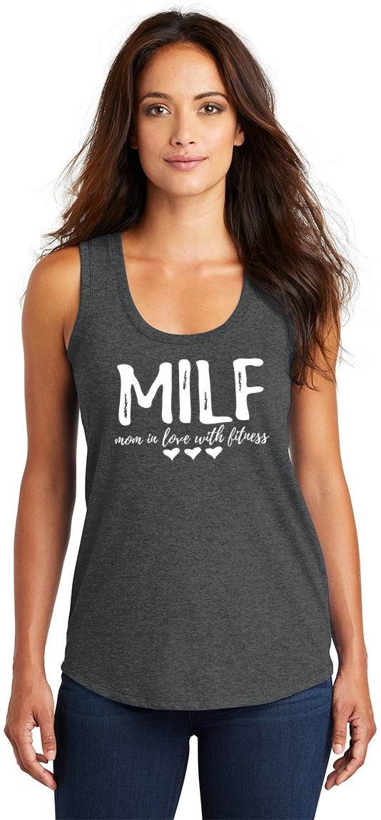 Ladies Milf Mom In Love With Fitness Tri Blend Tank Top Wife Gym 