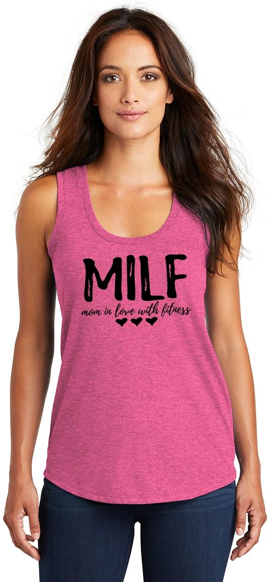 Ladies Milf Mom In Love With Fitness Tri Blend Tank Top Wife Gym