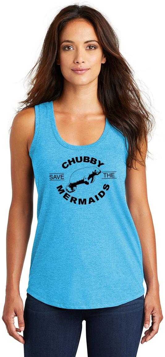 Ladies Save the Chubby Mermaids Tri-Blend Tank Top Manatee | eBay